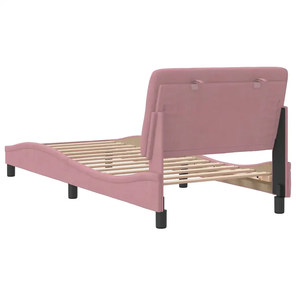 Letto singolo | Letto per adulti | Giroletto senza Materasso Rosa 90x200 cm in Velluto - Image 7