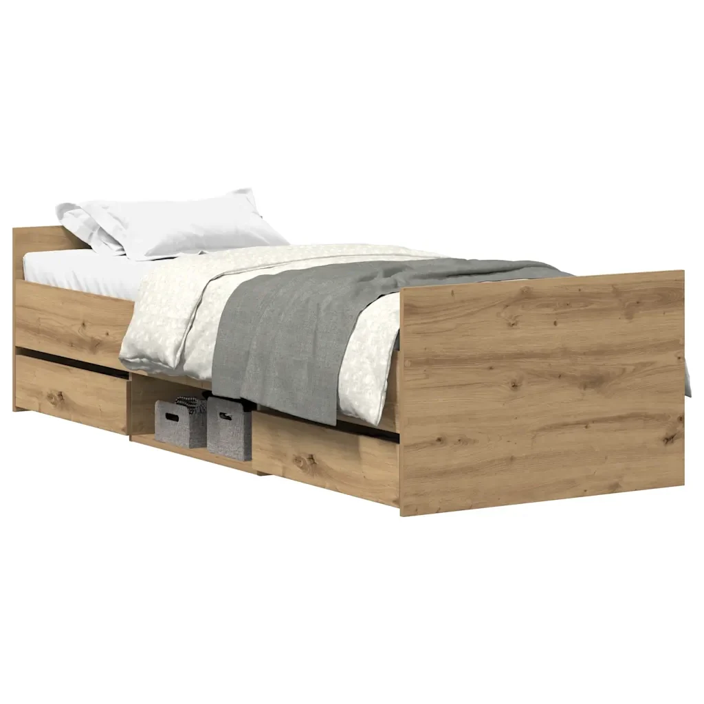 Letto singolo | Letto per adulti | Giroletto senza Materasso Rovere Artigianale 100x200cm