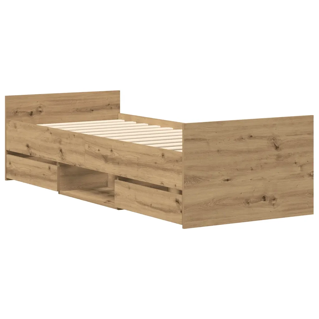 Letto singolo | Letto per adulti | Giroletto senza Materasso Rovere Artigianale 100x200cm - Image 8