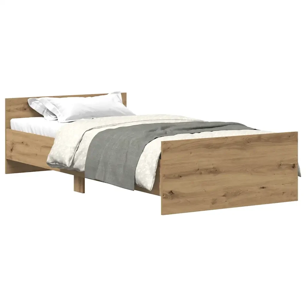 Letto singolo | Letto per adulti | Giroletto senza Materasso Rovere Artigianale 75x190 cm