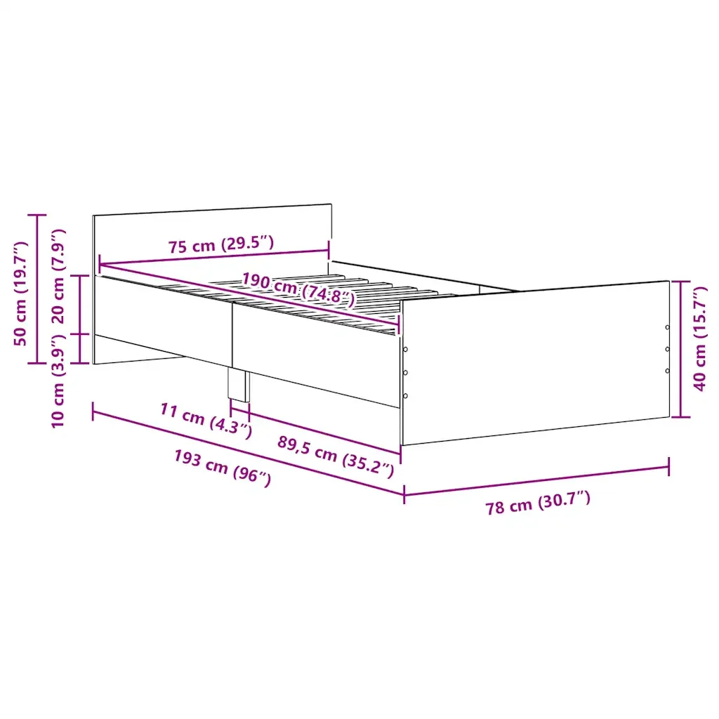 Letto singolo | Letto per adulti | Giroletto senza Materasso Rovere Artigianale 75x190 cm - Image 10