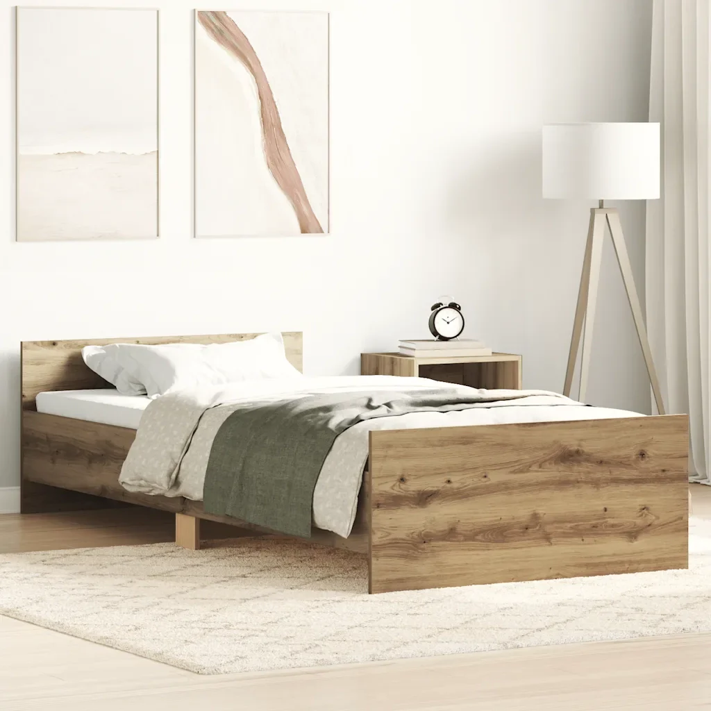 Letto singolo | Letto per adulti | Giroletto senza Materasso Rovere Artigianale 90x190cm - Image 2