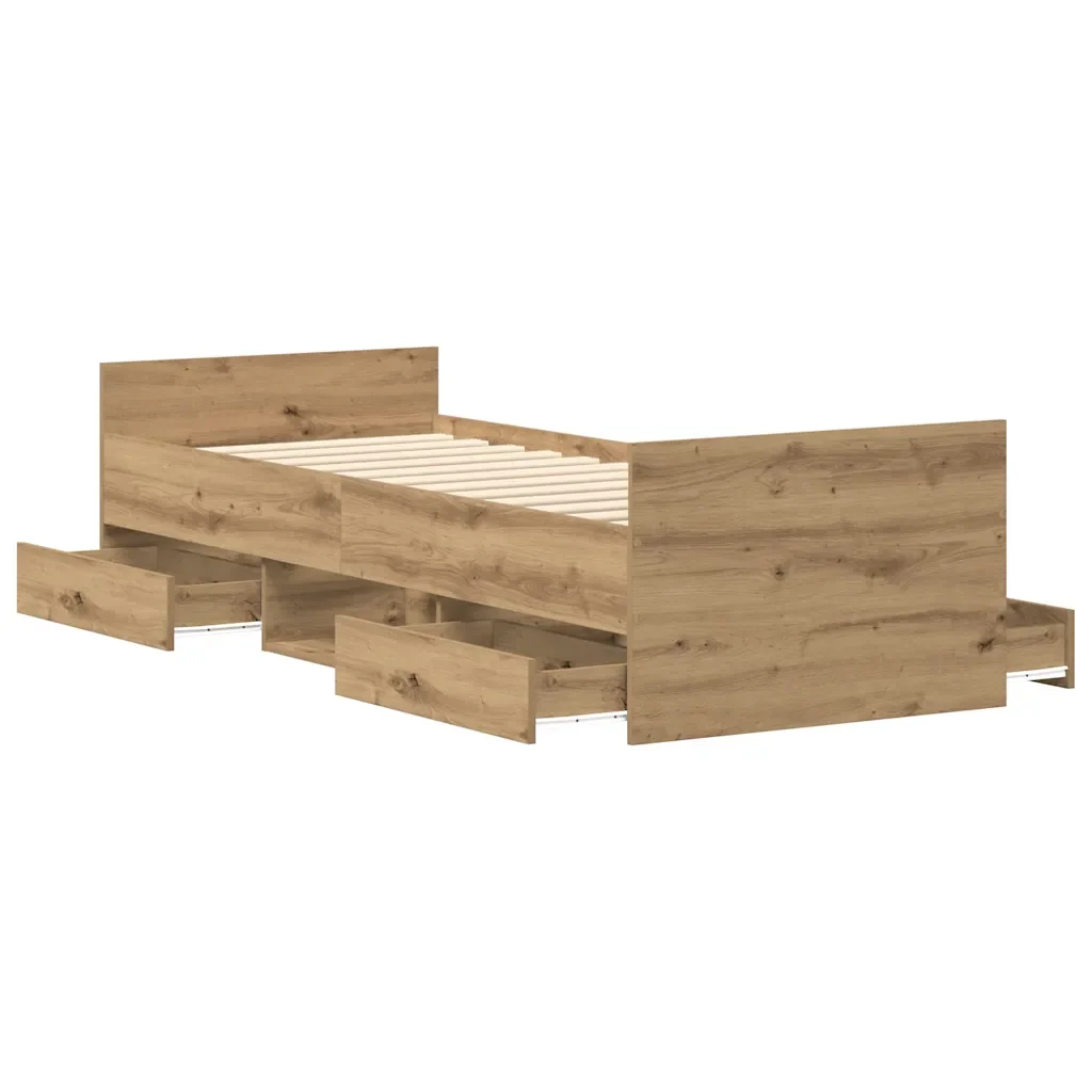 Letto singolo | Letto per adulti | Giroletto senza Materasso Rovere Artigianale 90x200cm - Image 5