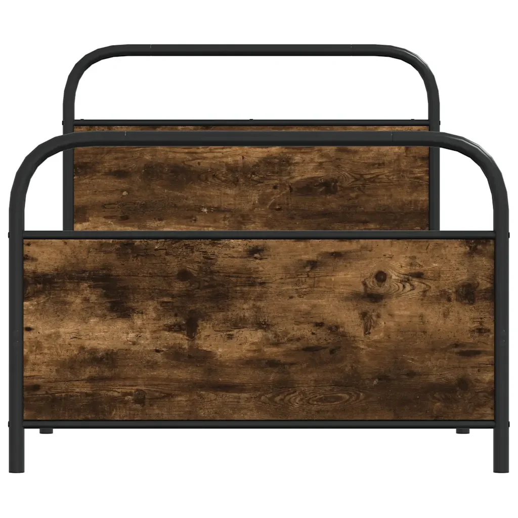 Letto singolo | Letto per adulti | Giroletto senza Materasso Rovere Fumo 100x190 cm in Truciolato - Image 5