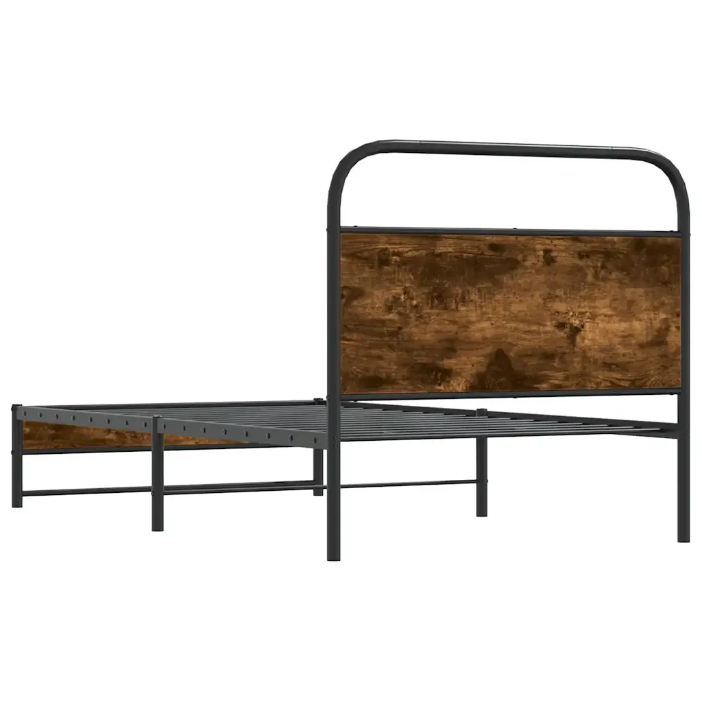 Letto singolo | Letto per adulti | Giroletto senza Materasso Rovere Fumo 100x190 cm in Truciolato - Image 7