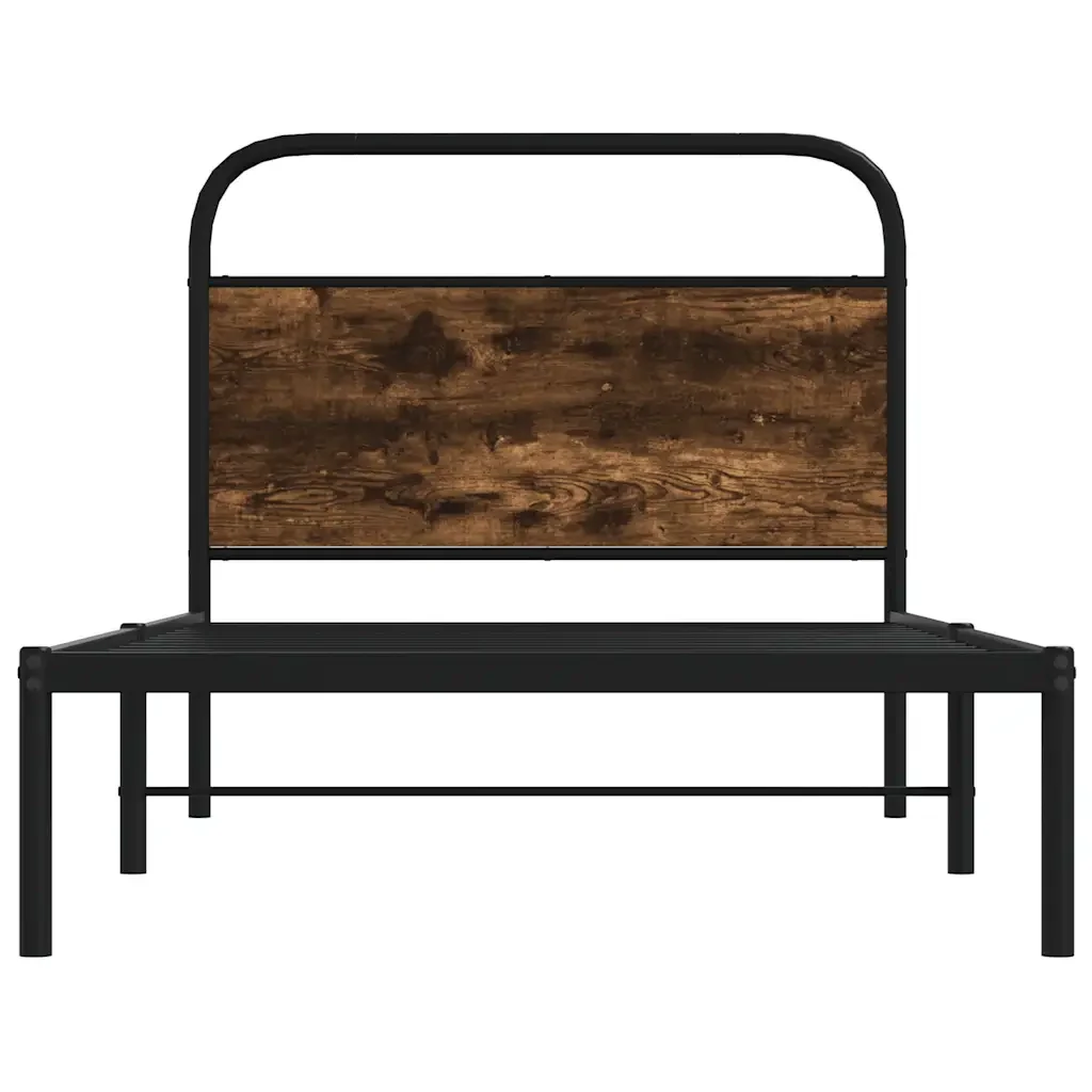 Letto singolo | Letto per adulti | Giroletto senza Materasso Rovere Fumo 100x190 cm in Truciolato - Image 5