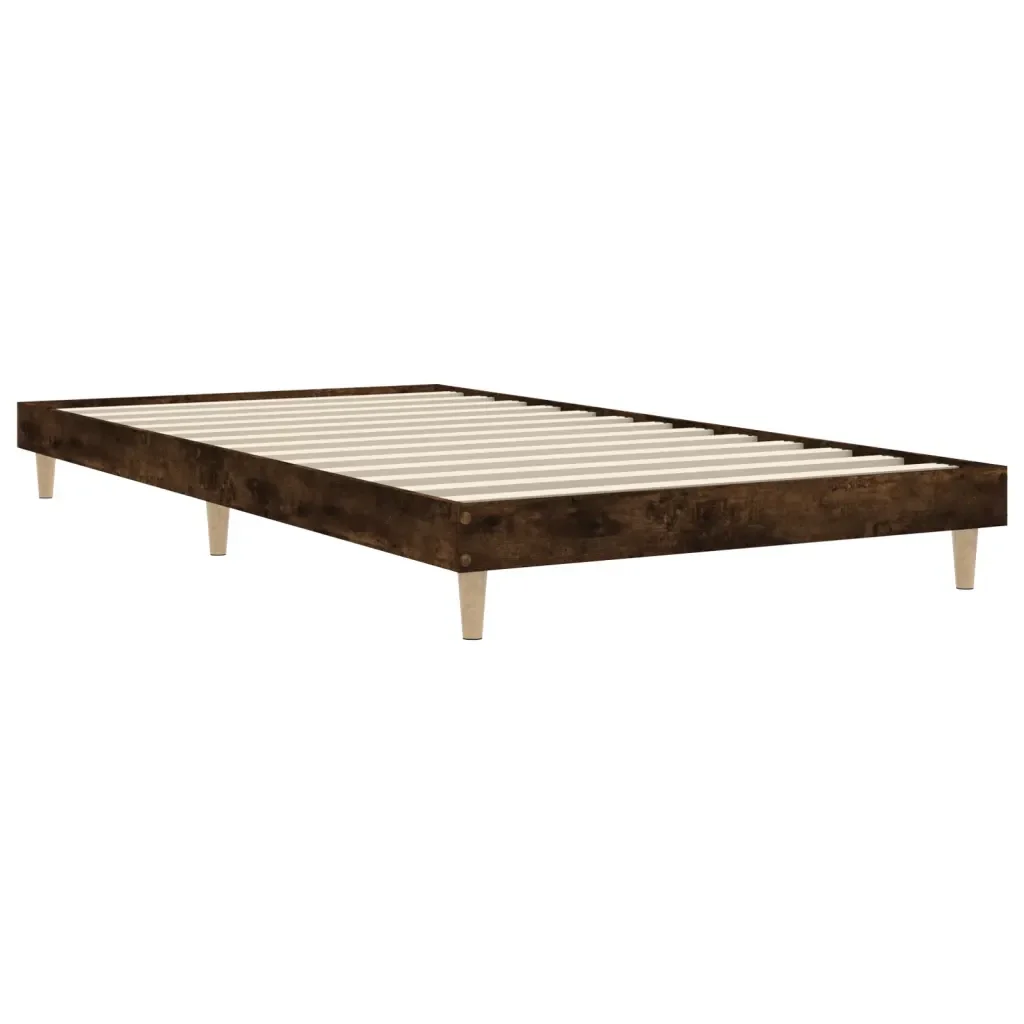 Letto singolo | Letto per adulti | Giroletto senza Materasso Rovere Fumo 100x200 cm in Truciolato - Image 3