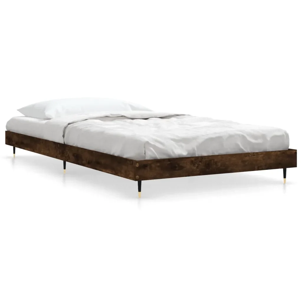 Letto singolo | Letto per adulti | Giroletto senza Materasso Rovere Fumo 100x200 cm in Truciolato
