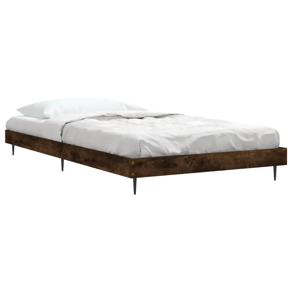 Letto singolo | Letto per adulti | Giroletto senza Materasso Rovere Fumo 100x200 cm in Truciolato - Image 4