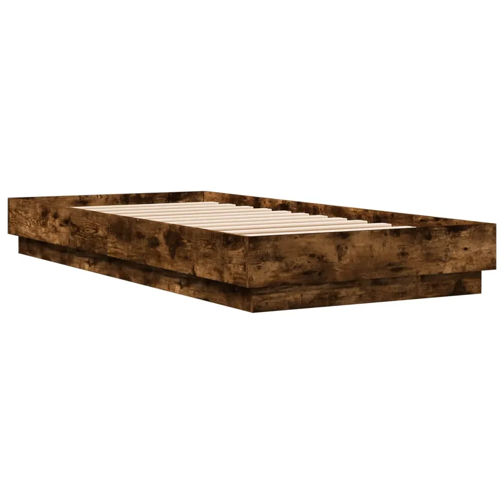 Letto singolo | Letto per adulti | Giroletto senza Materasso Rovere Fumo 100x200 cm in Truciolato - Image 4