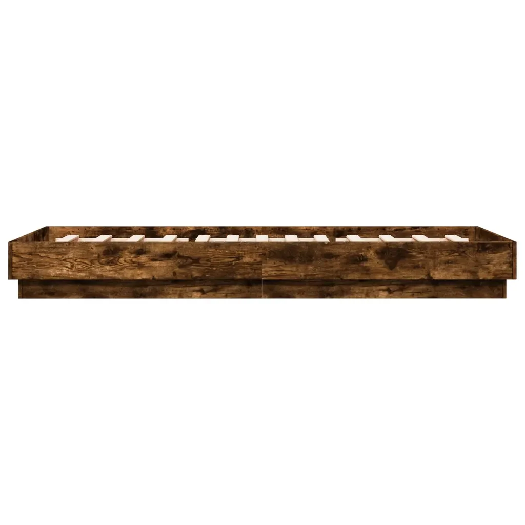 Letto singolo | Letto per adulti | Giroletto senza Materasso Rovere Fumo 100x200 cm in Truciolato - Image 5