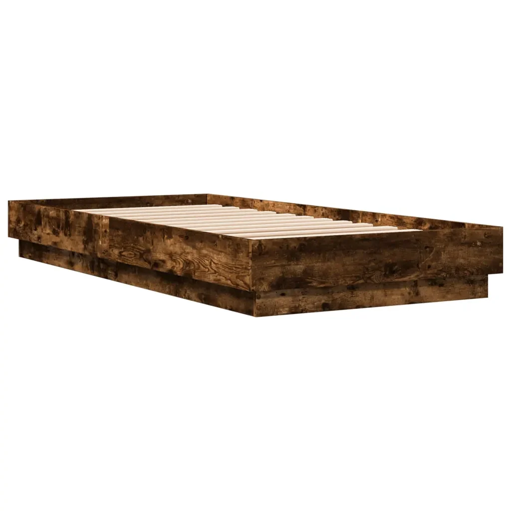 Letto singolo | Letto per adulti | Giroletto senza Materasso Rovere Fumo 100x200 cm in Truciolato - Image 6