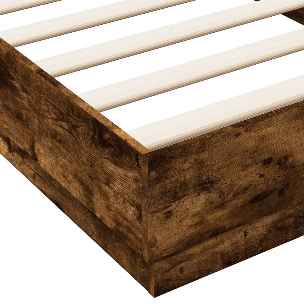 Letto singolo | Letto per adulti | Giroletto senza Materasso Rovere Fumo 100x200 cm in Truciolato - Image 7