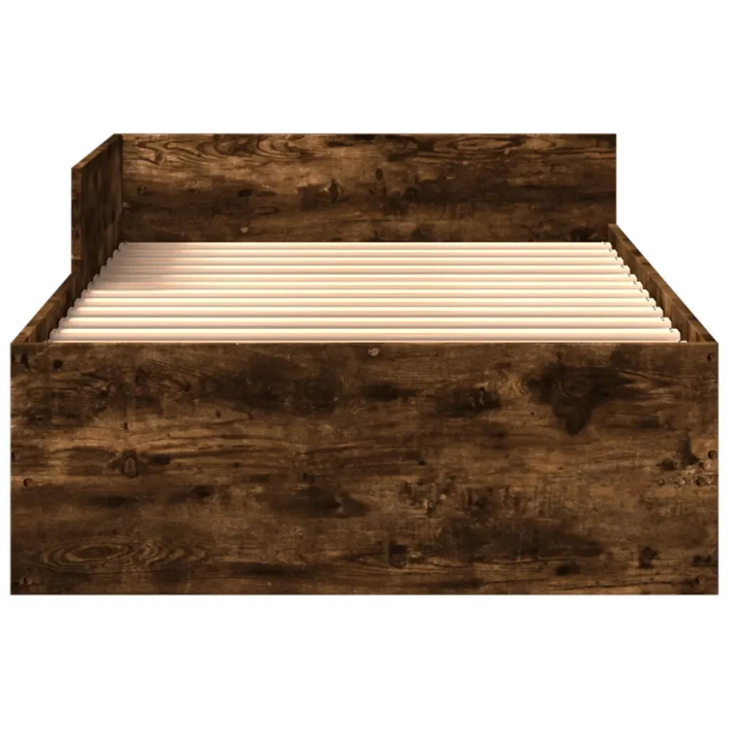 Letto singolo | Letto per adulti | Giroletto senza Materasso Rovere Fumo 100x200 cm in Truciolato - Image 5
