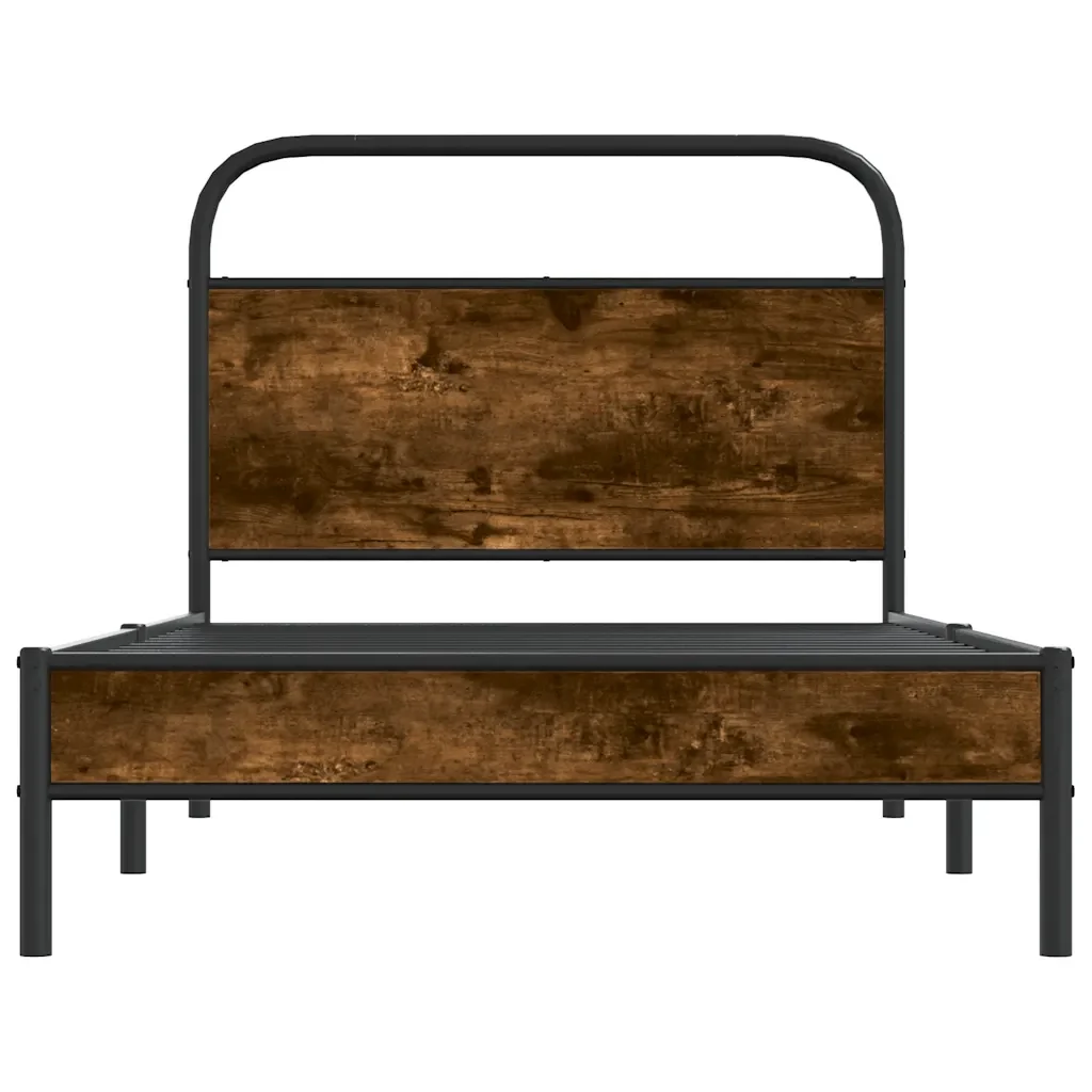 Letto singolo | Letto per adulti | Giroletto senza Materasso Rovere Fumo 100x200 cm in Truciolato - Image 5
