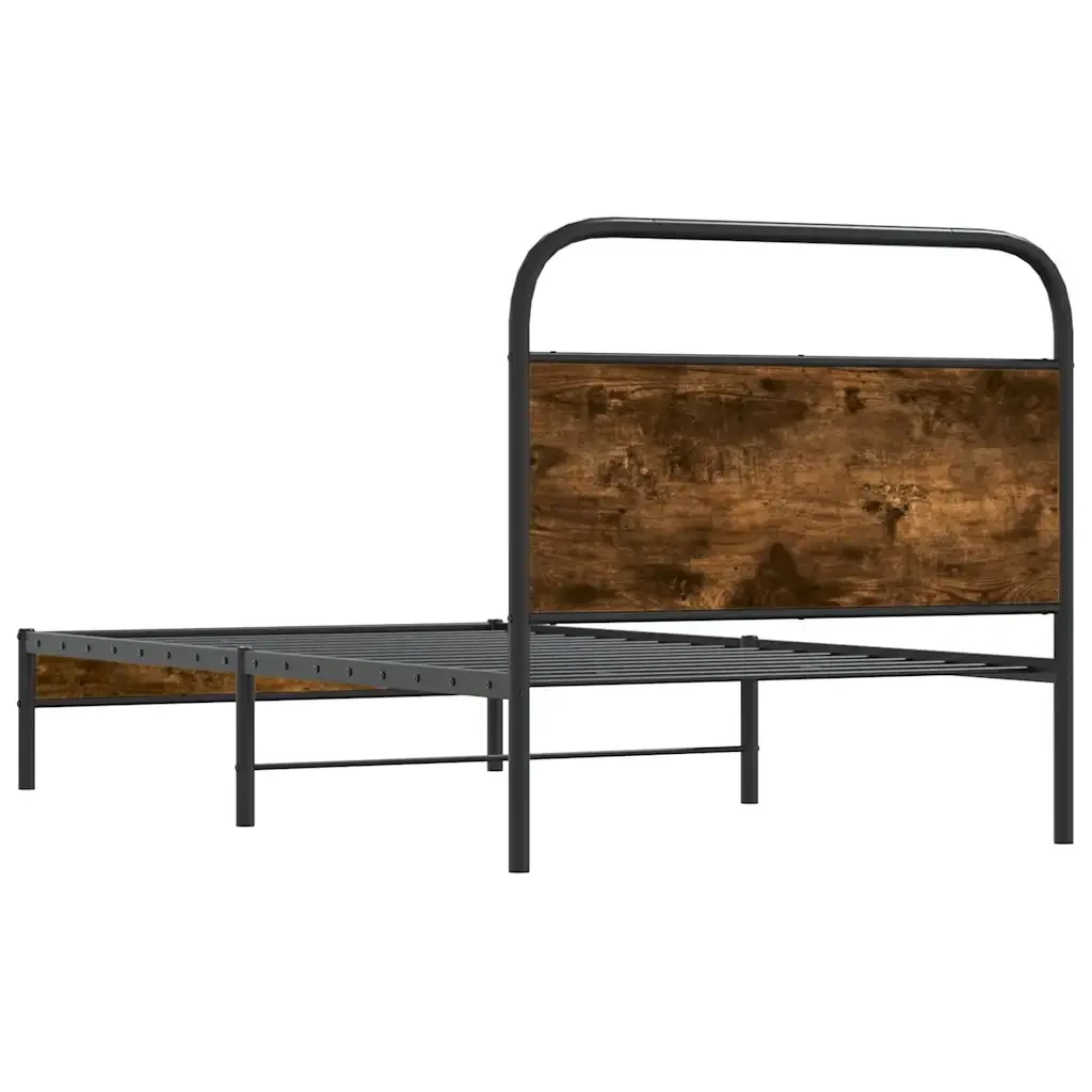 Letto singolo | Letto per adulti | Giroletto senza Materasso Rovere Fumo 100x200 cm in Truciolato - Image 7
