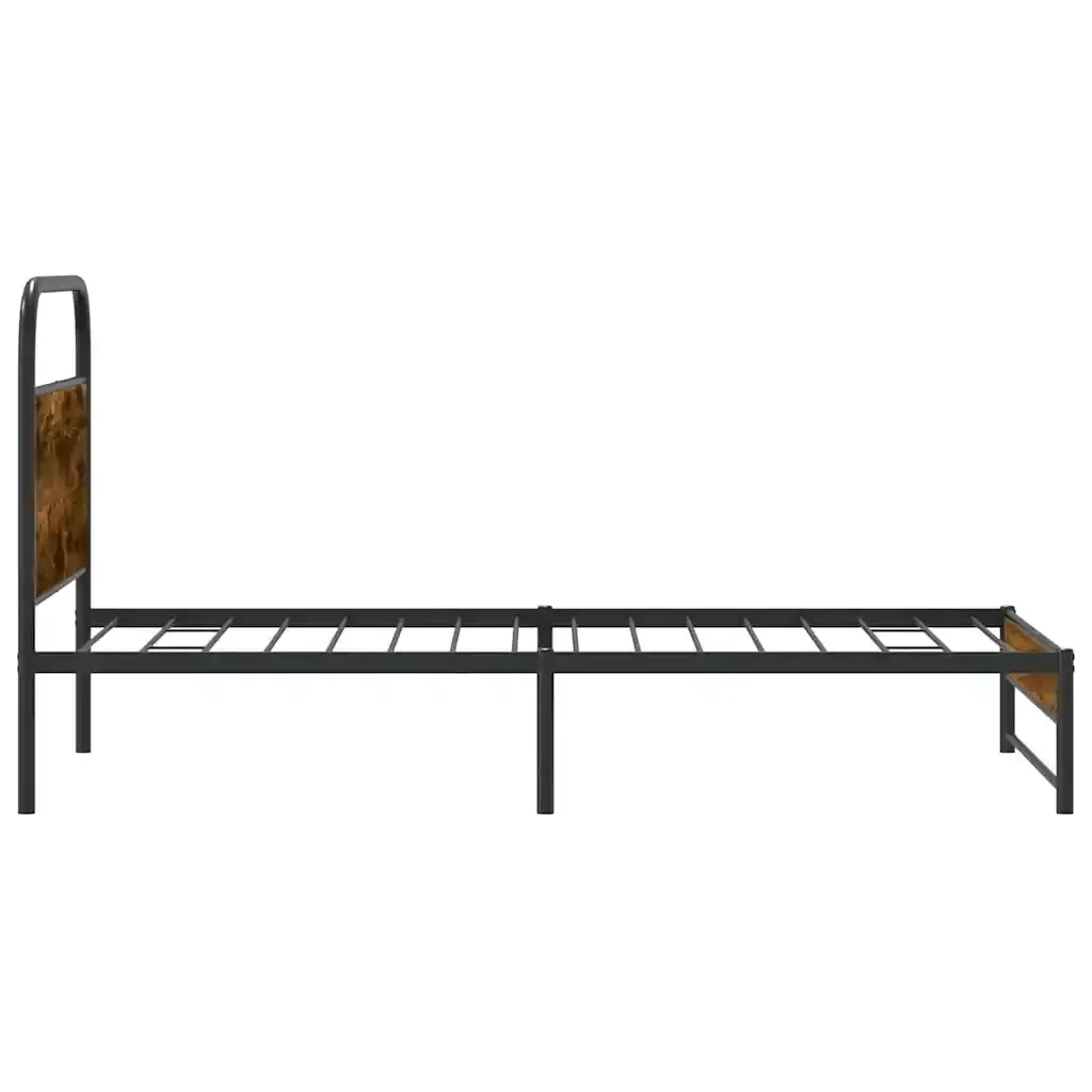 Letto singolo | Letto per adulti | Giroletto senza Materasso Rovere Fumo 100x200 cm in Truciolato - Image 6