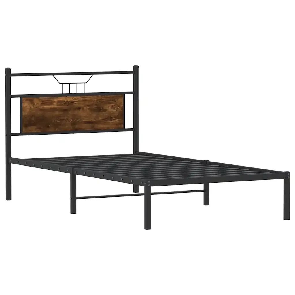 Letto singolo | Letto per adulti | Giroletto senza Materasso Rovere Fumo 100x200 cm in Truciolato - Image 5