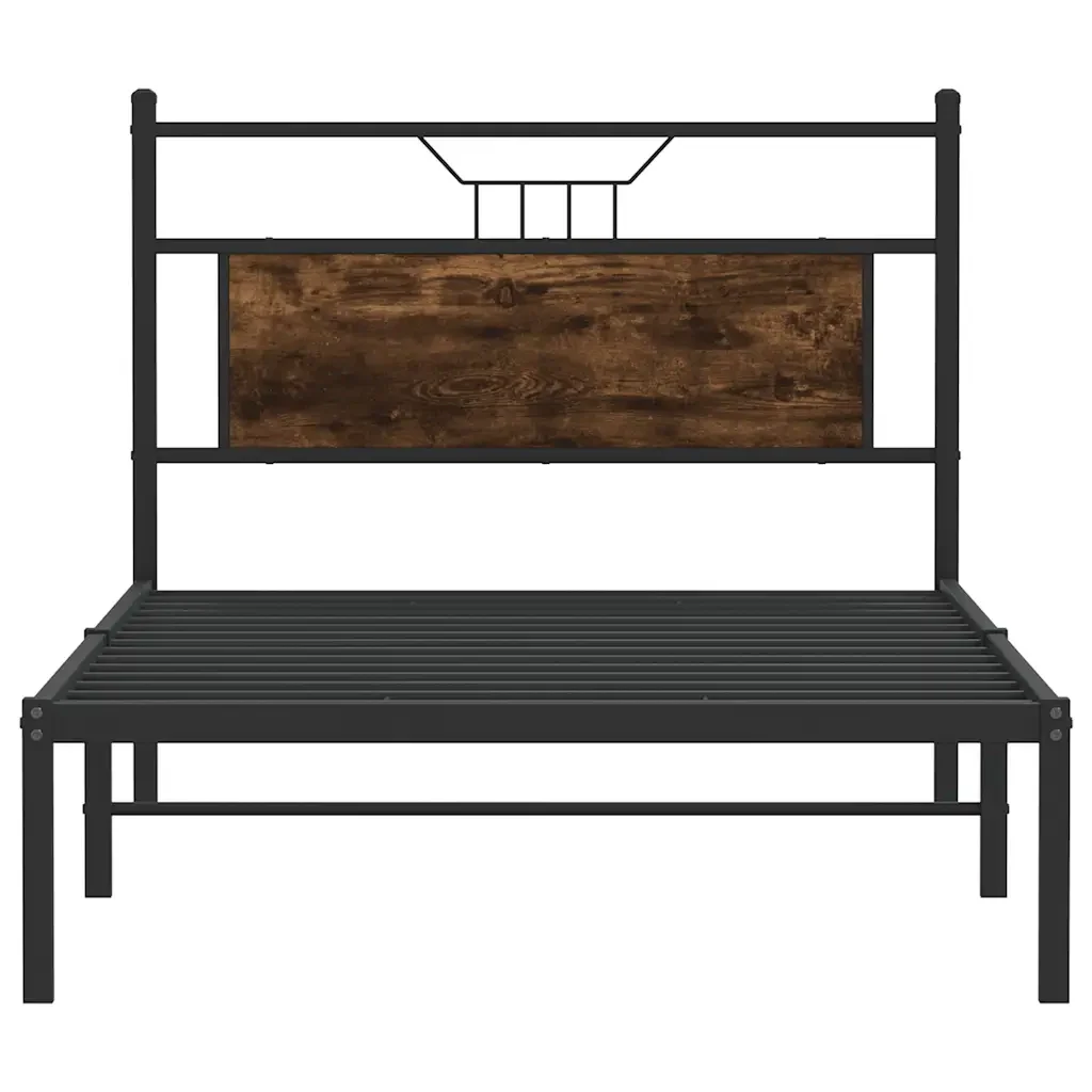Letto singolo | Letto per adulti | Giroletto senza Materasso Rovere Fumo 100x200 cm in Truciolato - Image 6