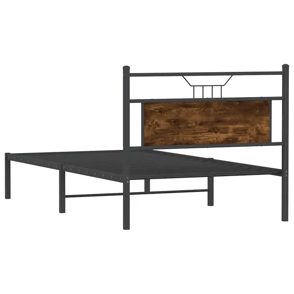Letto singolo | Letto per adulti | Giroletto senza Materasso Rovere Fumo 100x200 cm in Truciolato - Image 8