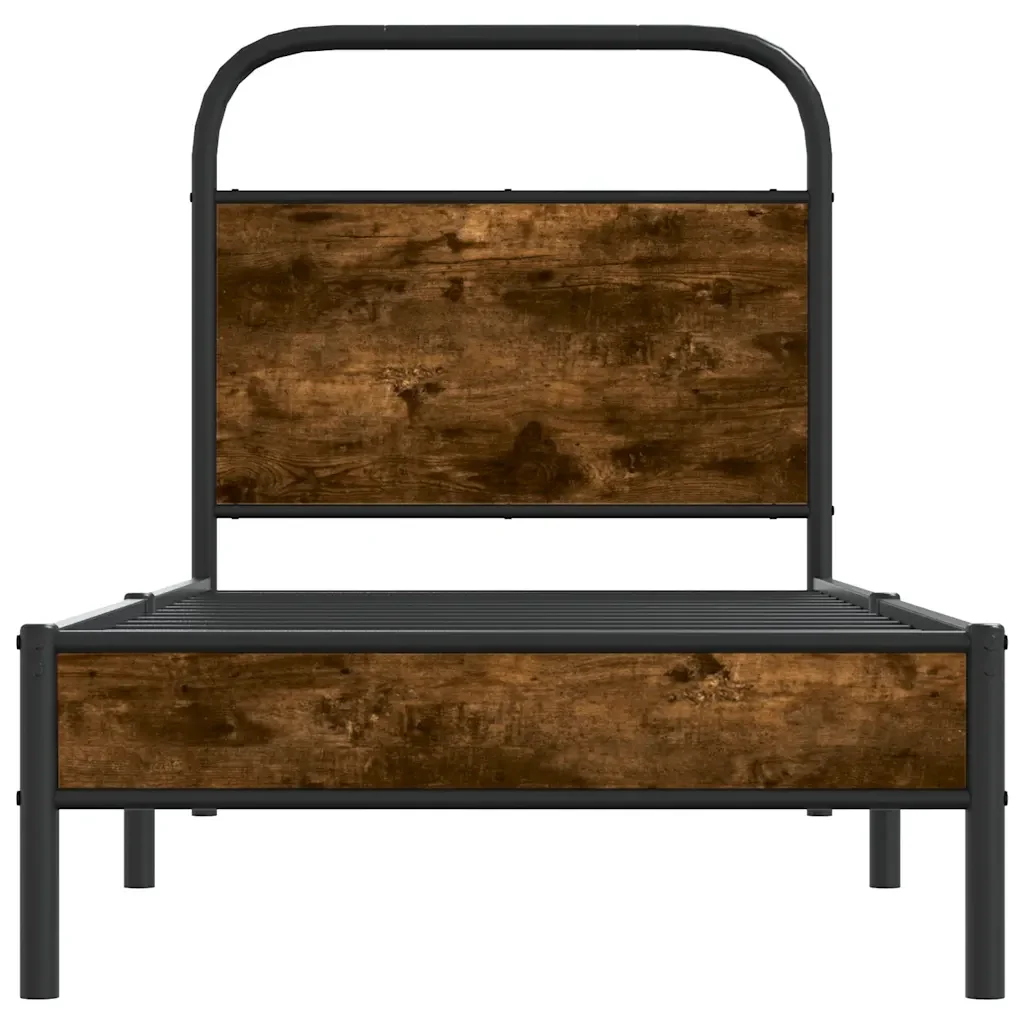Letto singolo | Letto per adulti | Giroletto senza Materasso Rovere Fumo 75x190 cm in Truciolato - Image 5