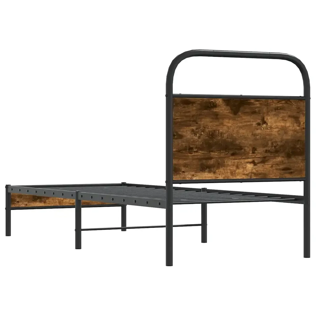 Letto singolo | Letto per adulti | Giroletto senza Materasso Rovere Fumo 75x190 cm in Truciolato - Image 7