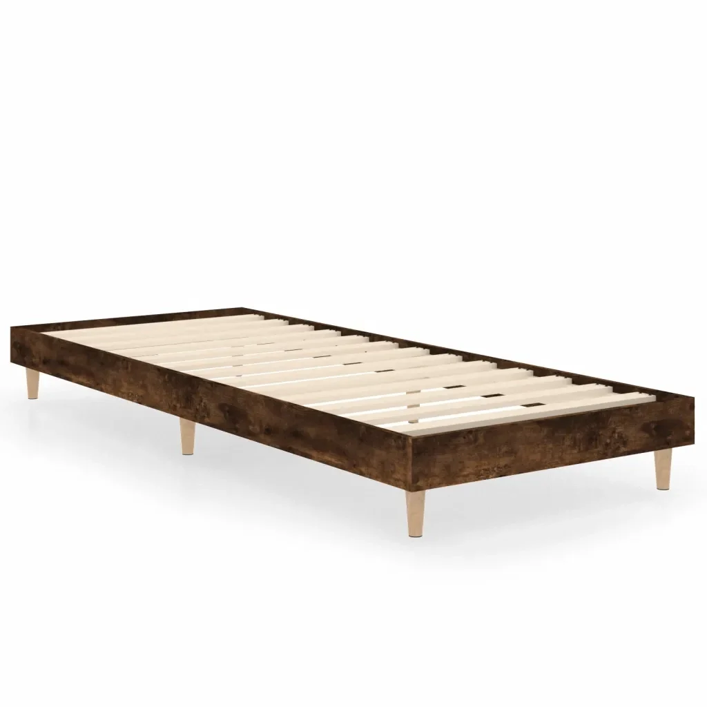 Letto singolo | Letto per adulti | Giroletto senza Materasso Rovere Fumo 75x190 cm in Truciolato