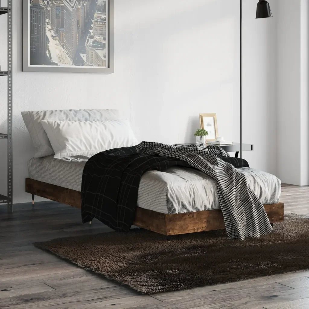 Letto singolo | Letto per adulti | Giroletto senza Materasso Rovere Fumo 75x190 cm in Truciolato - Image 2