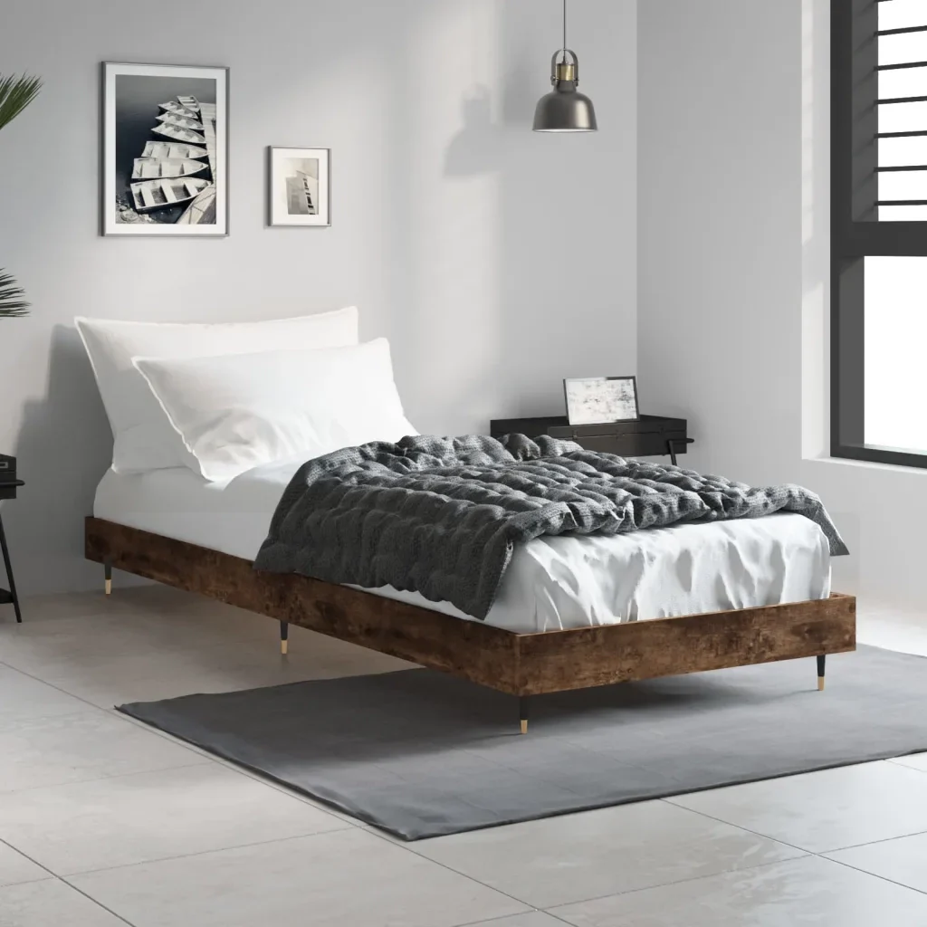 Letto singolo | Letto per adulti | Giroletto senza Materasso Rovere Fumo 75x190 cm in Truciolato - Image 4