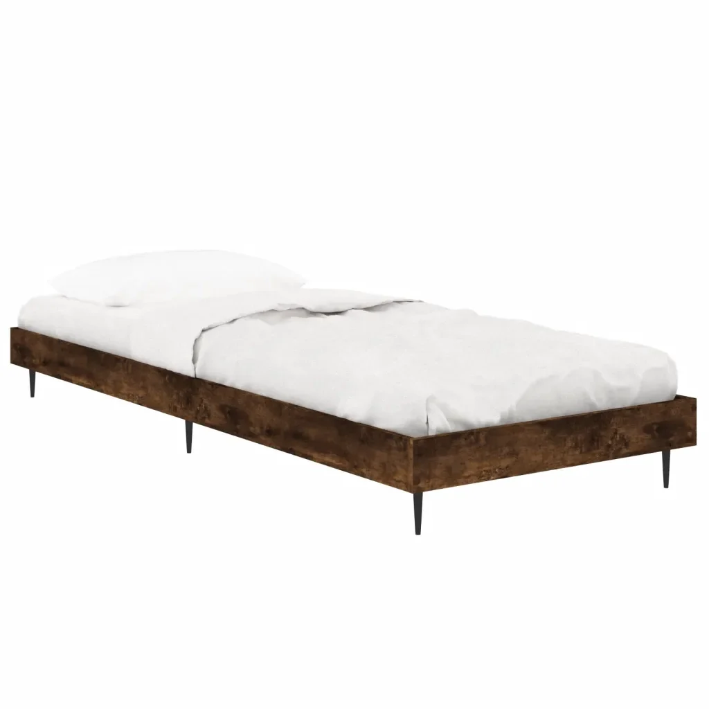 Letto singolo | Letto per adulti | Giroletto senza Materasso Rovere Fumo 75x190 cm in Truciolato - Image 3
