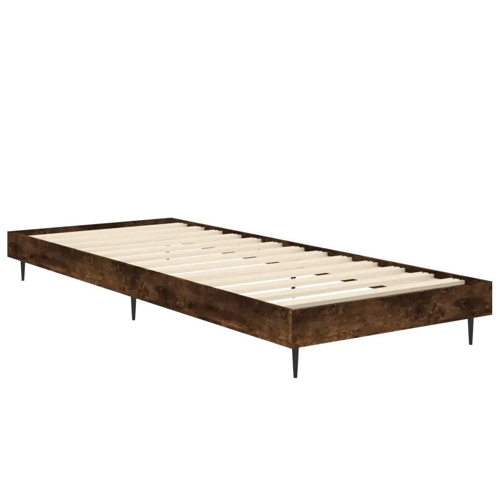 Letto singolo | Letto per adulti | Giroletto senza Materasso Rovere Fumo 75x190 cm in Truciolato - Image 5