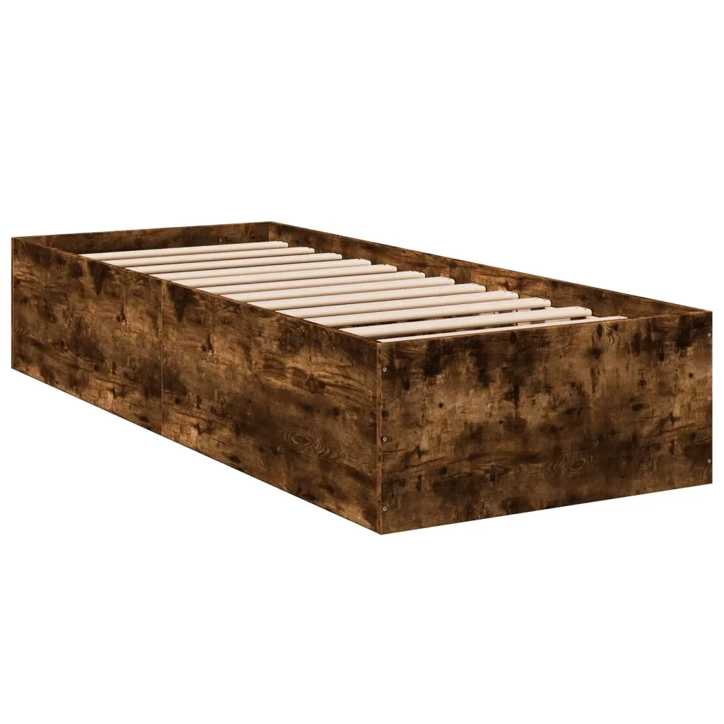 Letto singolo | Letto per adulti | Giroletto senza Materasso Rovere Fumo 75x190 cm in Truciolato - Image 3