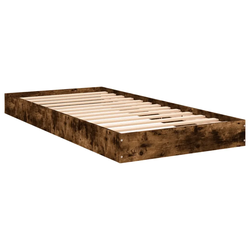Letto singolo | Letto per adulti | Giroletto senza Materasso Rovere Fumo 75x190 cm in Truciolato - Image 3