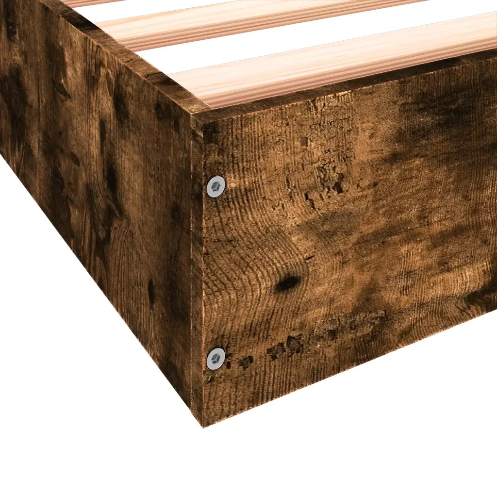 Letto singolo | Letto per adulti | Giroletto senza Materasso Rovere Fumo 75x190 cm in Truciolato - Image 8