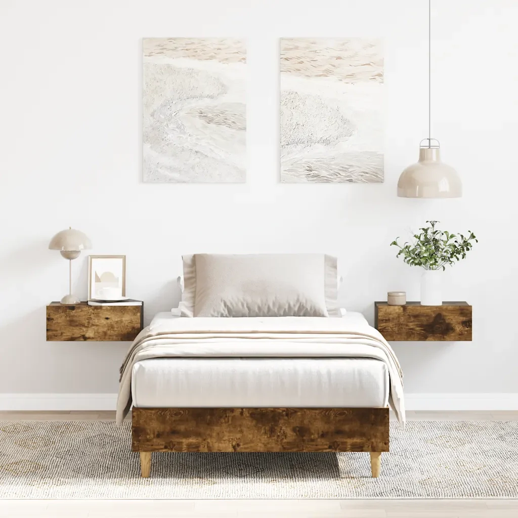 Letto singolo | Letto per adulti | Giroletto senza Materasso Rovere Fumo 75x190 cm in Truciolato - Image 2