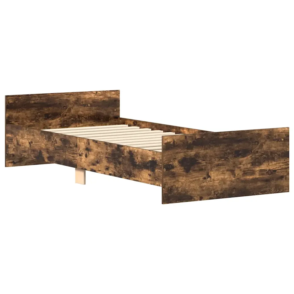 Letto singolo | Letto per adulti | Giroletto senza Materasso Rovere Fumo 75x190 cm in Truciolato - Image 5
