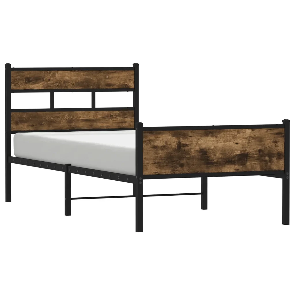 Letto singolo | Letto per adulti | Giroletto senza Materasso Rovere Fumo 75x190 cm in Truciolato