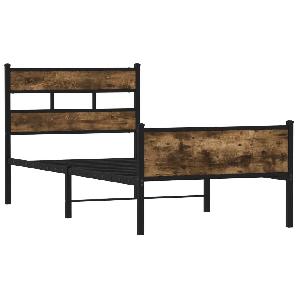 Letto singolo | Letto per adulti | Giroletto senza Materasso Rovere Fumo 75x190 cm in Truciolato - Image 4