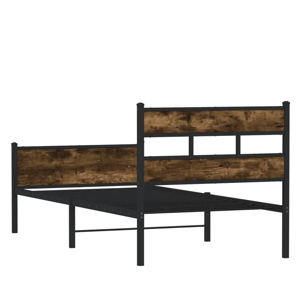 Letto singolo | Letto per adulti | Giroletto senza Materasso Rovere Fumo 75x190 cm in Truciolato - Image 6