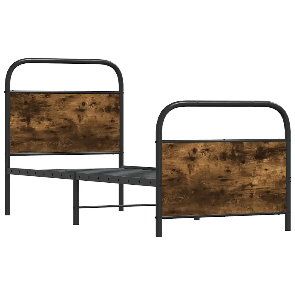 Letto singolo | Letto per adulti | Giroletto senza Materasso Rovere Fumo 75x190 cm in Truciolato - Image 3