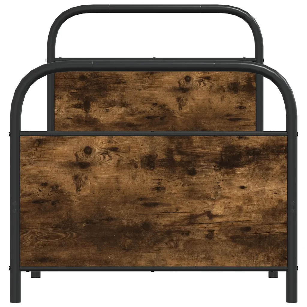 Letto singolo | Letto per adulti | Giroletto senza Materasso Rovere Fumo 75x190 cm in Truciolato - Image 5