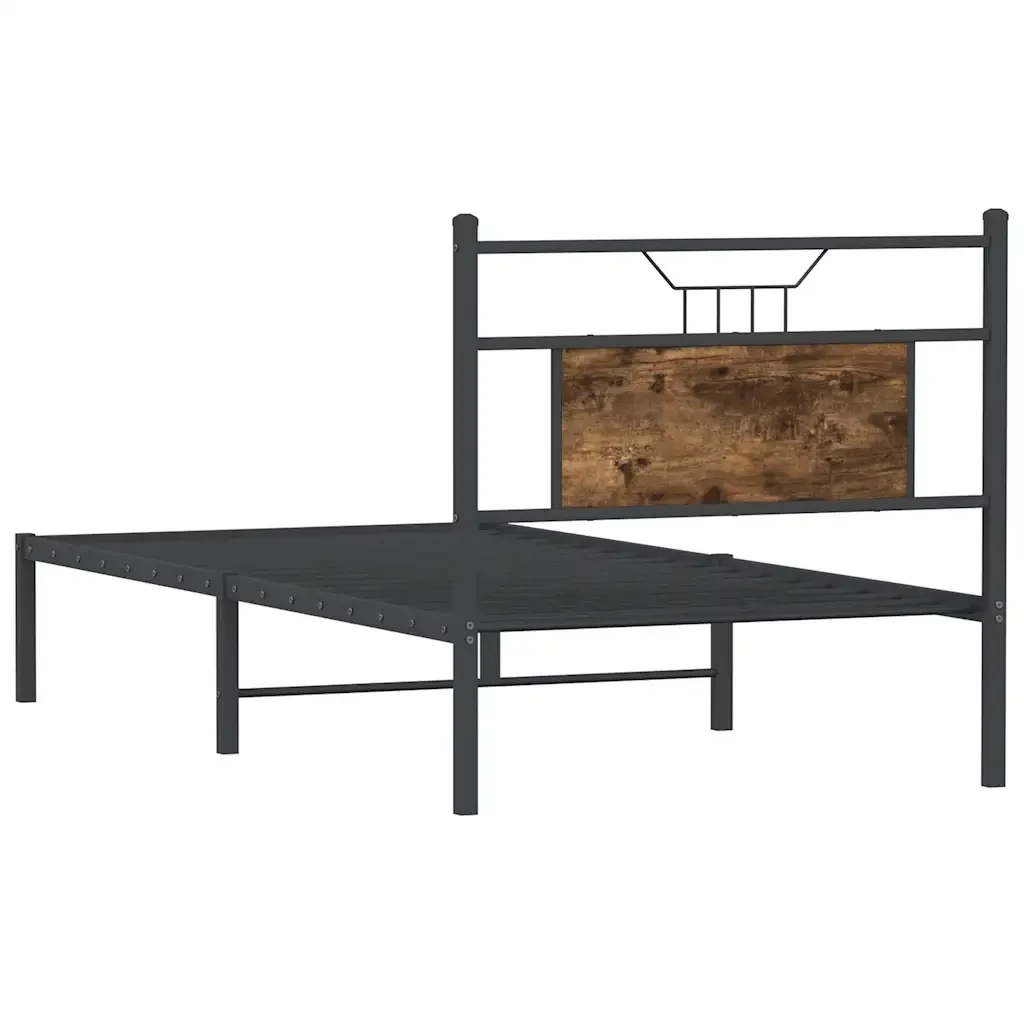 Letto singolo | Letto per adulti | Giroletto senza Materasso Rovere Fumo 75x190 cm in Truciolato - Image 8