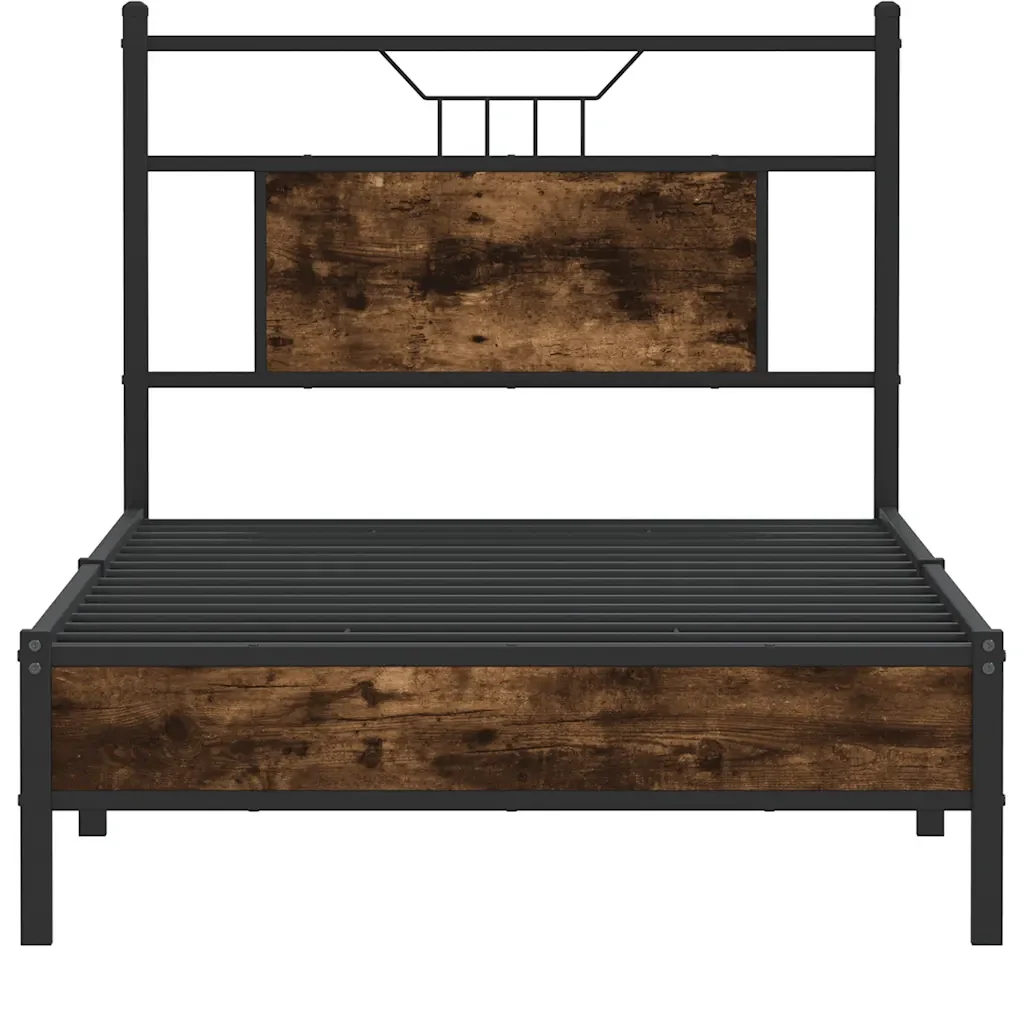 Letto singolo | Letto per adulti | Giroletto senza Materasso Rovere Fumo 75x190 cm in Truciolato - Image 6