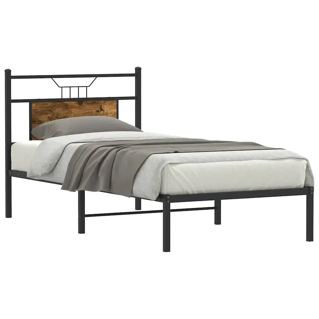 Letto singolo | Letto per adulti | Giroletto senza Materasso Rovere Fumo 80x200 cm in Truciolato - Image 3