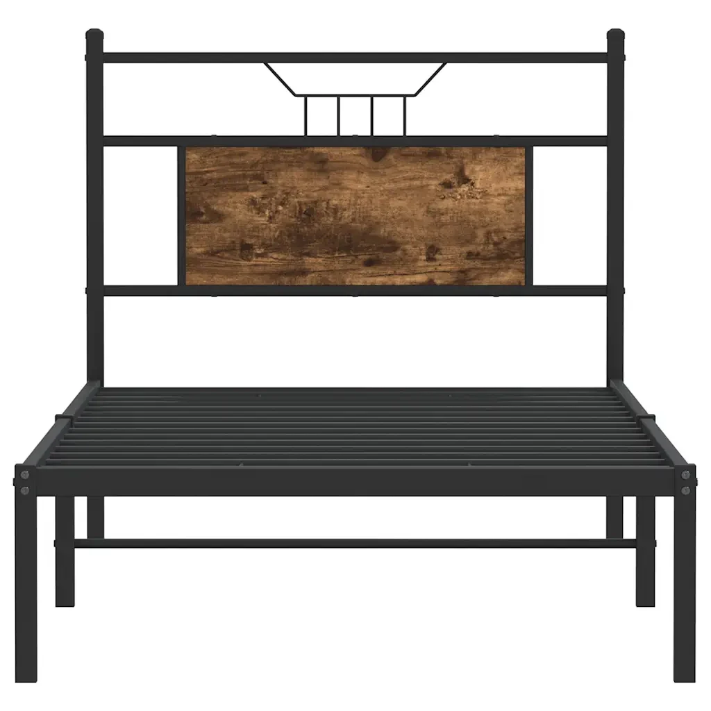 Letto singolo | Letto per adulti | Giroletto senza Materasso Rovere Fumo 80x200 cm in Truciolato - Image 6
