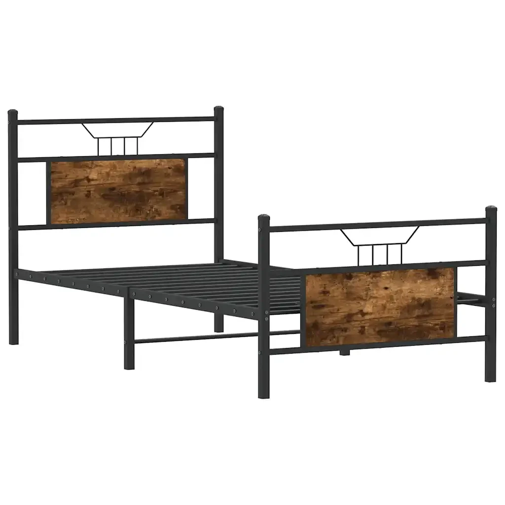 Letto singolo | Letto per adulti | Giroletto senza Materasso Rovere Fumo 80x200 cm in Truciolato - Image 5