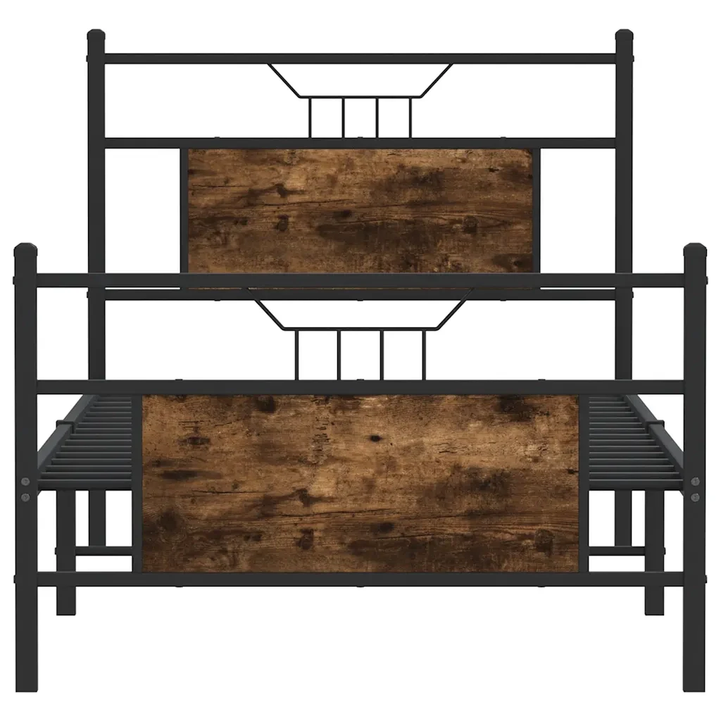 Letto singolo | Letto per adulti | Giroletto senza Materasso Rovere Fumo 80x200 cm in Truciolato - Image 6