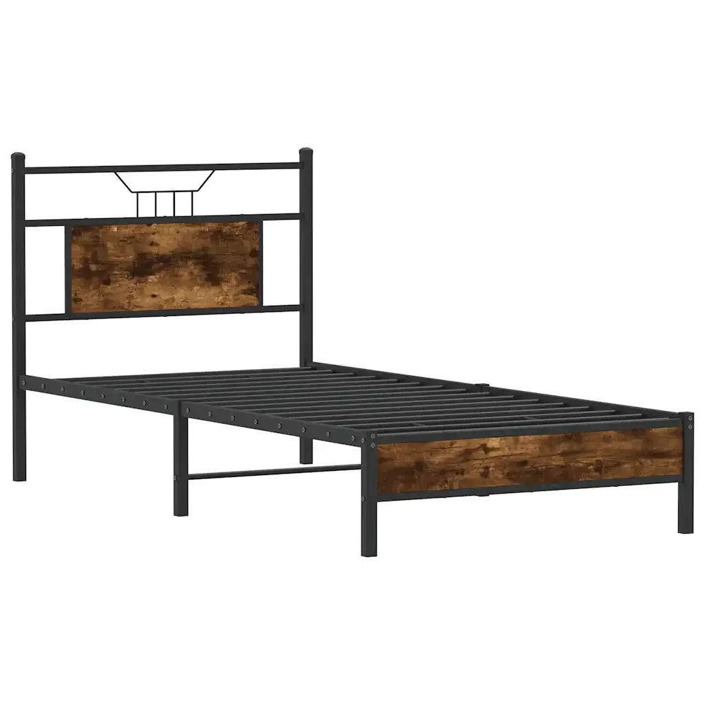 Letto singolo | Letto per adulti | Giroletto senza Materasso Rovere Fumo 80x200 cm in Truciolato - Image 5