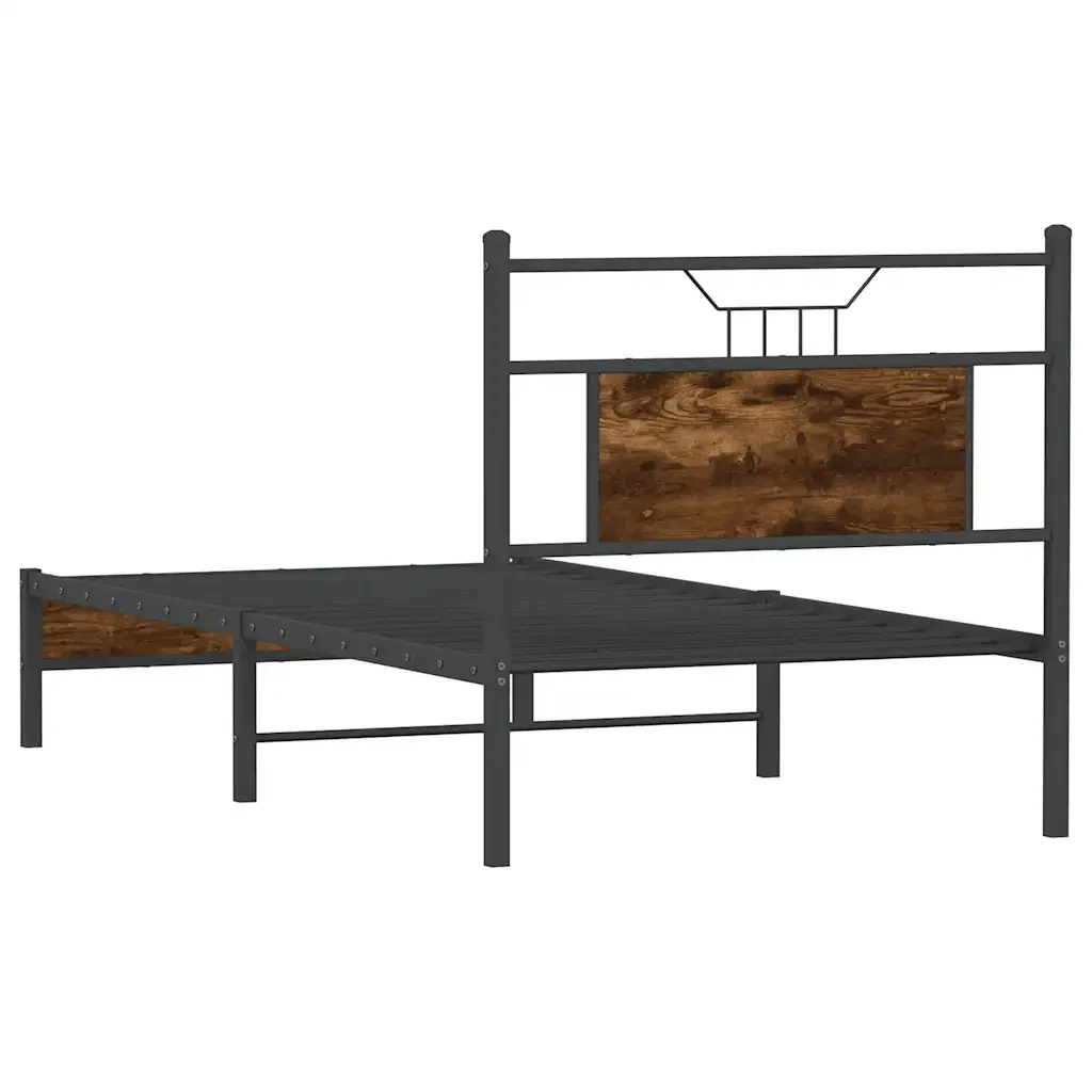 Letto singolo | Letto per adulti | Giroletto senza Materasso Rovere Fumo 80x200 cm in Truciolato - Image 8