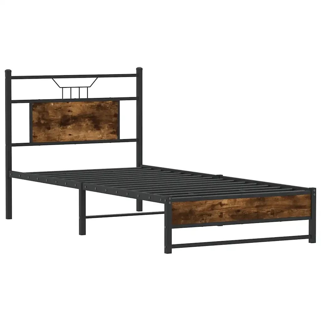 Letto singolo | Letto per adulti | Giroletto senza Materasso Rovere Fumo 80x200 cm in Truciolato - Image 5